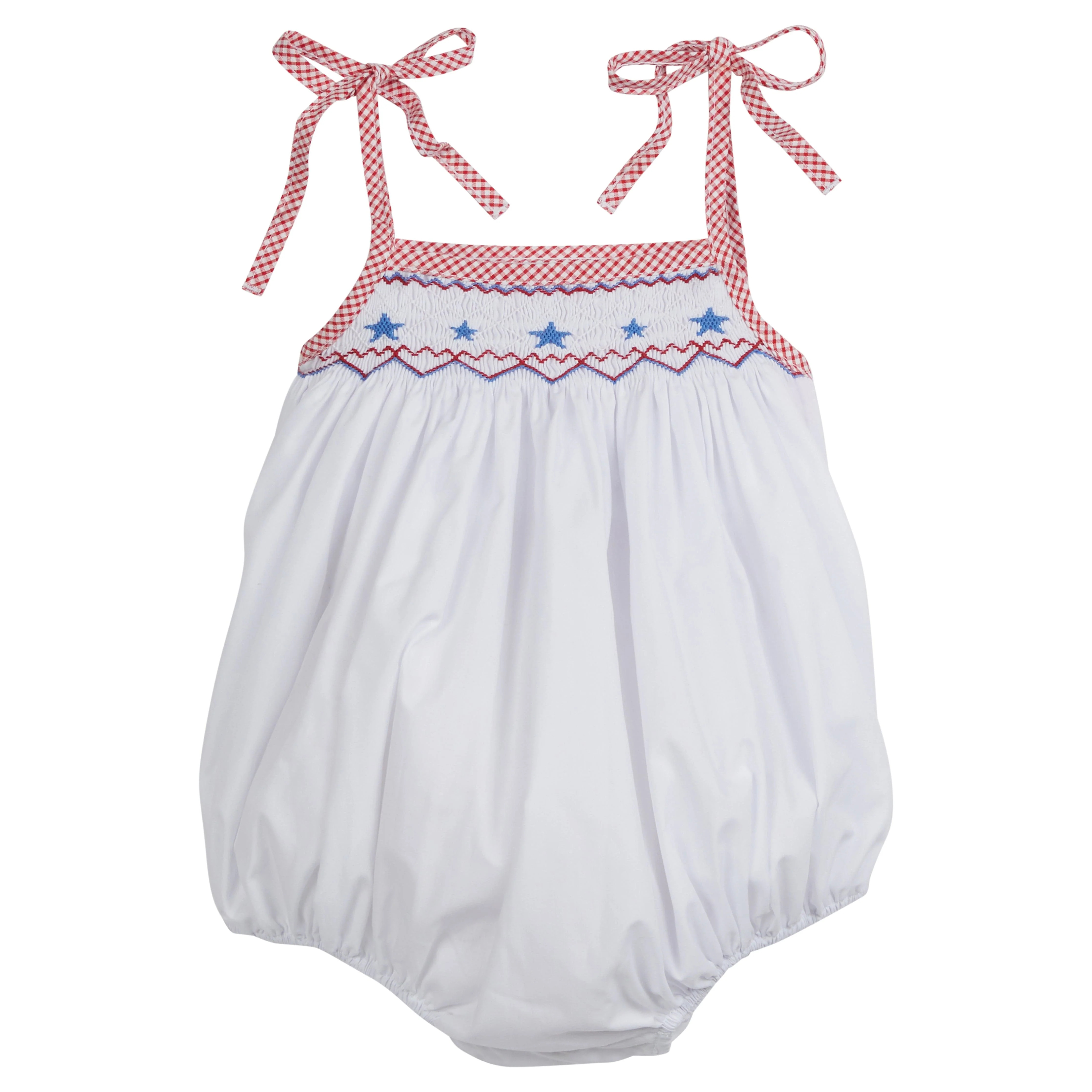 Smocked Tie Shoulder Bubble - Stars | Little English