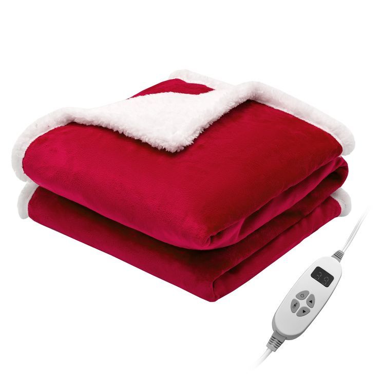 Costway 50'' x 60''Electric Heated Blanket Throw Reversible Flannel & Sherpa Blanket Red/Blue/Gre... | Target