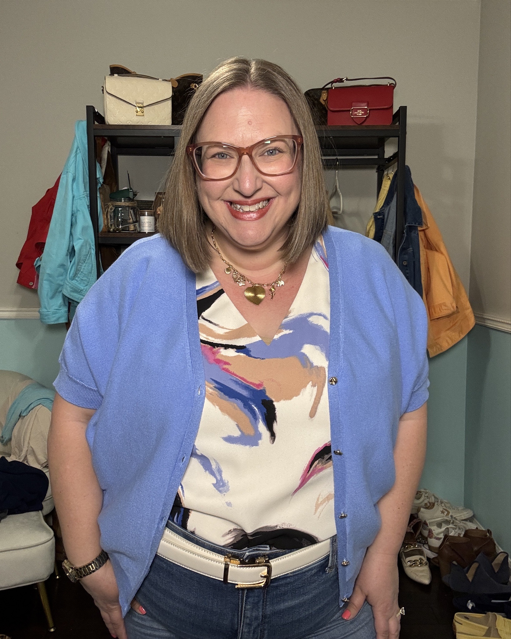 What I wore for a day at work - jeans, a shell (tank), and a dolman sleeve cardigan 

I sized down in the cardigan 

#LTKPetite #LTKPlusSize #LTKootd