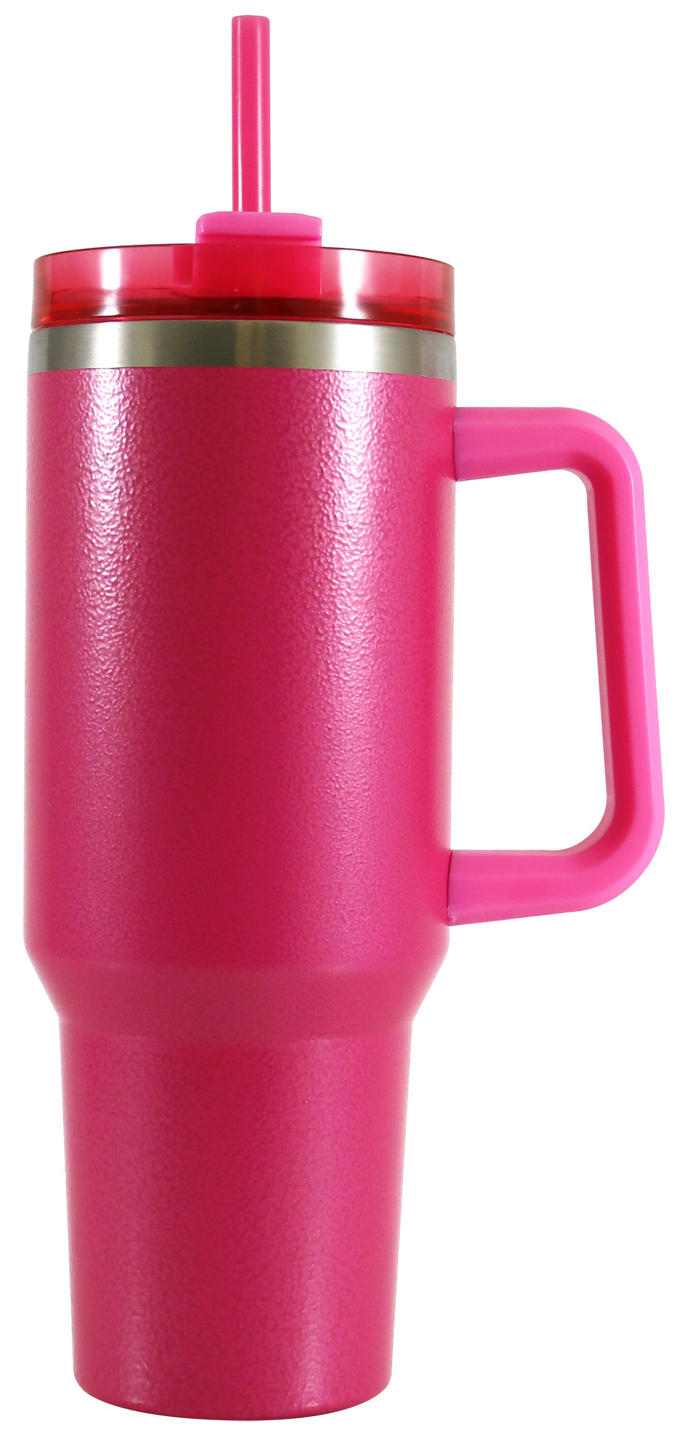 Mainstays 40 oz Stainless Steel Tumbler with Straw and Handle, Double Wall Insulated, Pink Hammer... | Walmart (US)