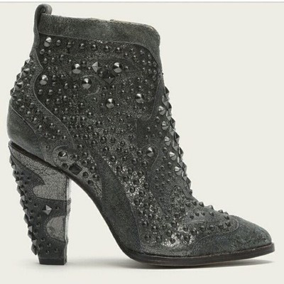 FRYE Remy Deco Studded Ankle Booties 8.5 Heel Distressed Stud Embellished Boots | eBay US