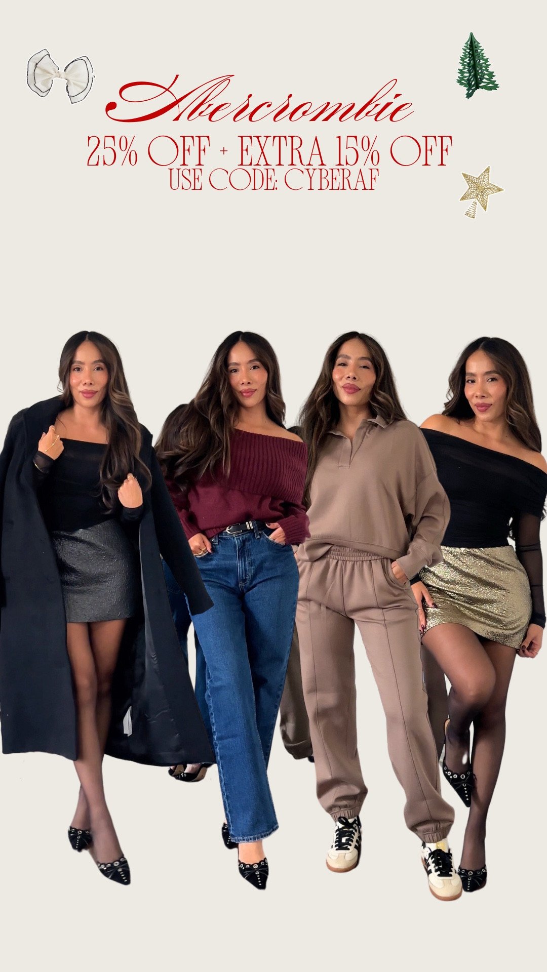 Abercrombie 25% off + 15% off with code CYBERAF 

#LTKCyberWeek #LTKSaleAlert #LTKGiftGuide