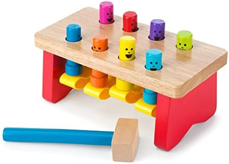 Melissa & Doug Deluxe Pounding Bench Wooden Toy With Mallet - Classic Wooden Toddler Toys For Age... | Amazon (US)