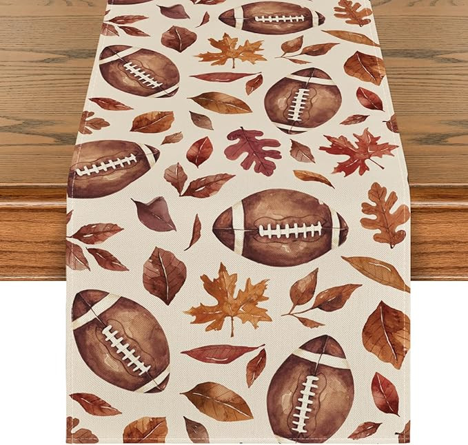 Artoid Mode Rugby Maple Leaves Football Fall Table Runner, Seasonal Harvest Autumn Kitchen Dining... | Amazon (US)