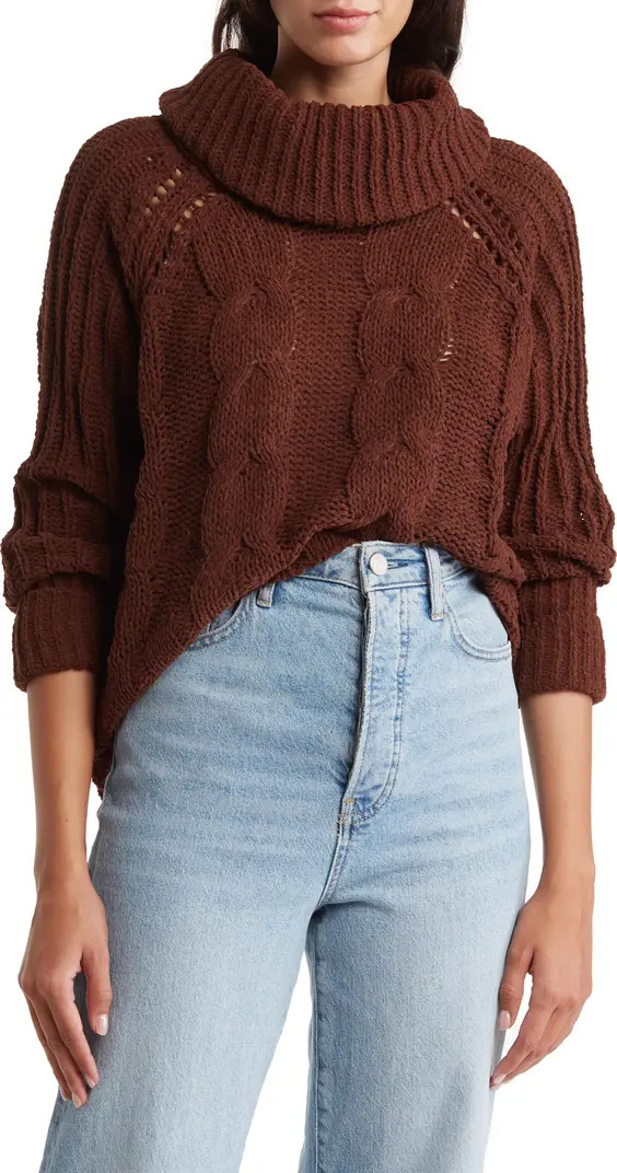 Turtleneck Crop High-Low Sweater | Nordstrom Rack