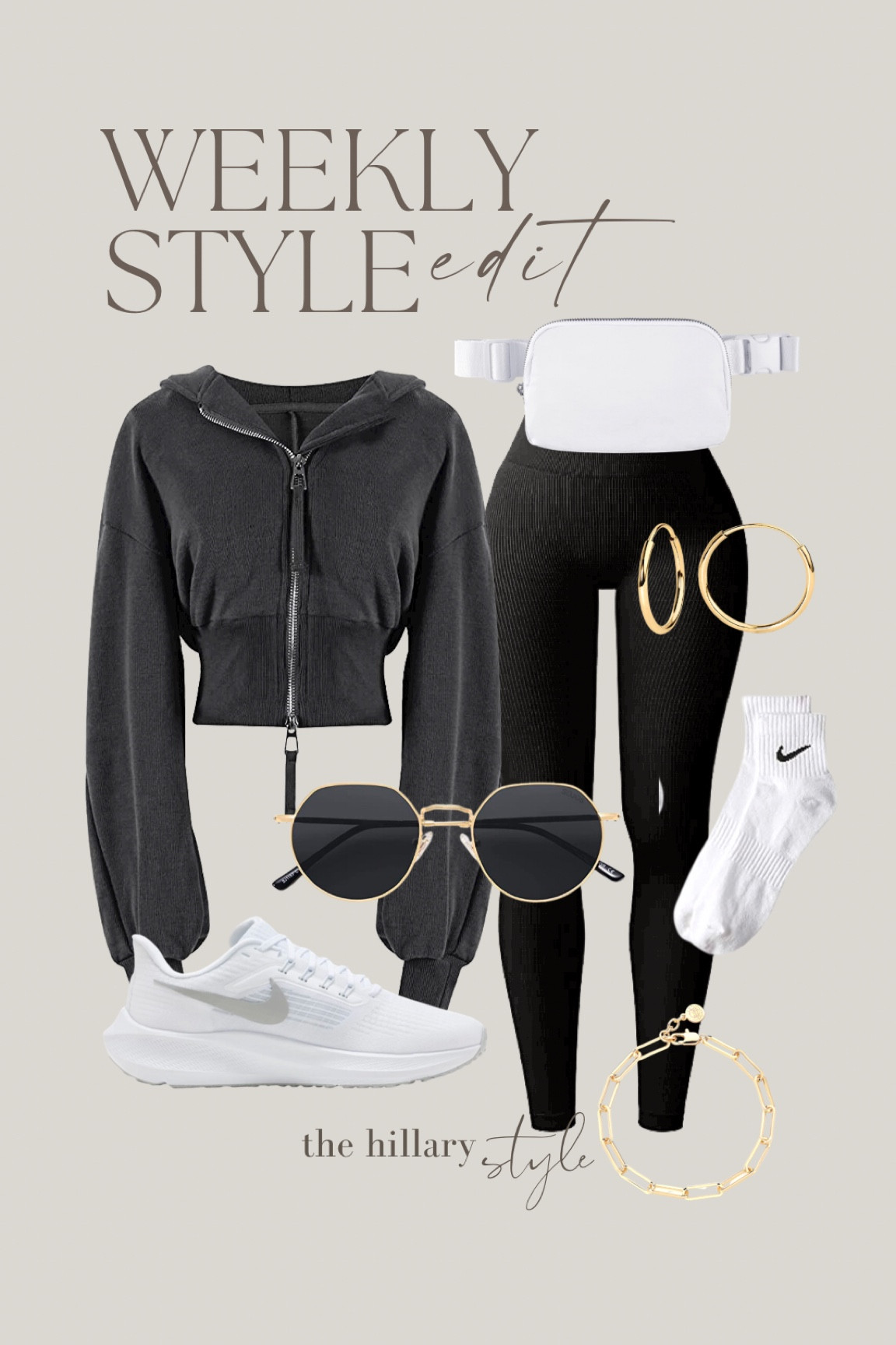 Weekly Style Edit: Transitional Outfit. Easy Athleisure look with winter/spring basics and essentials. Flared yoga pants, cropped tank, hoodie, belt bag, sneakers.
#ootd

#LTKstyletip #LTKFind #LTKfit