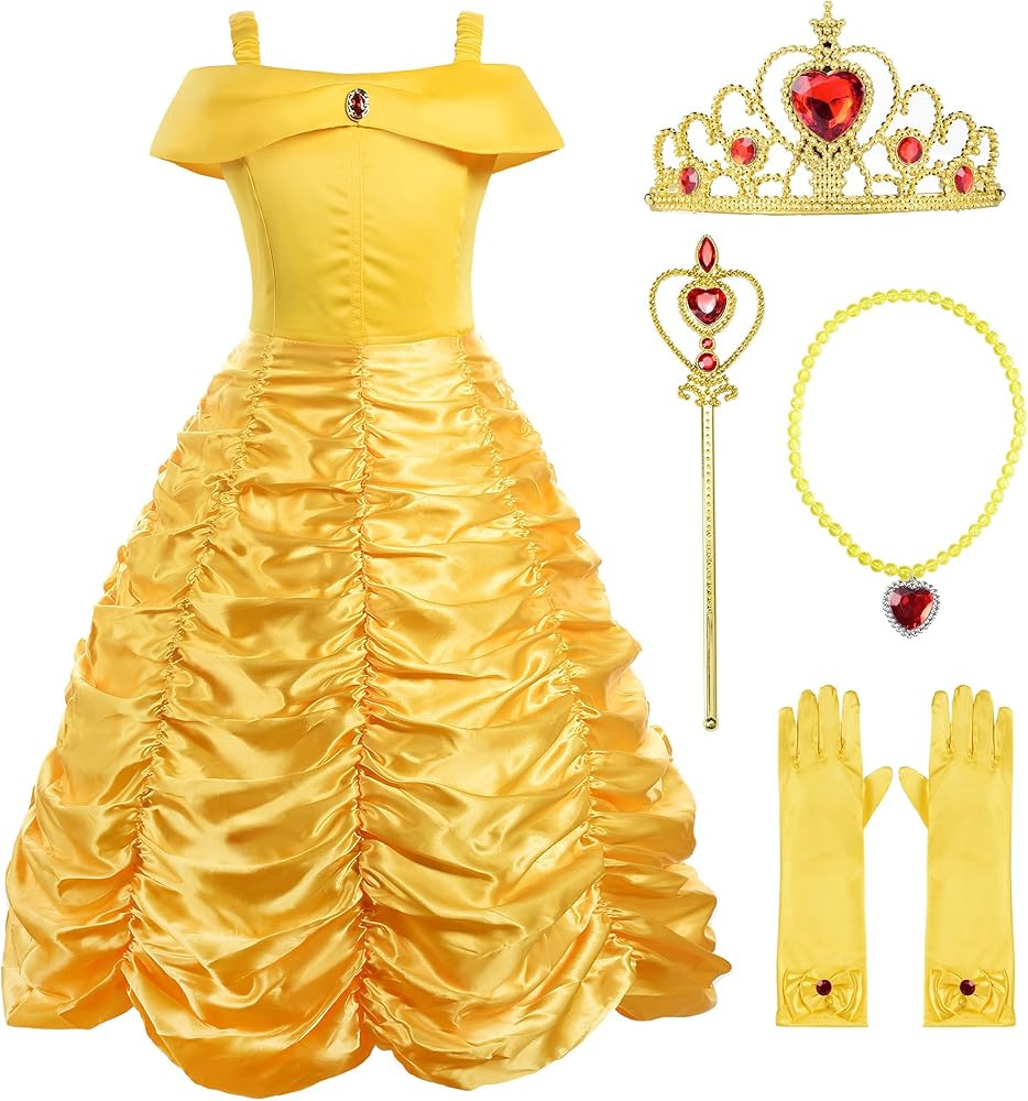 ReliBeauty Little Girls Princess Costume Dress up with Accessories, Yellow | Amazon (US)