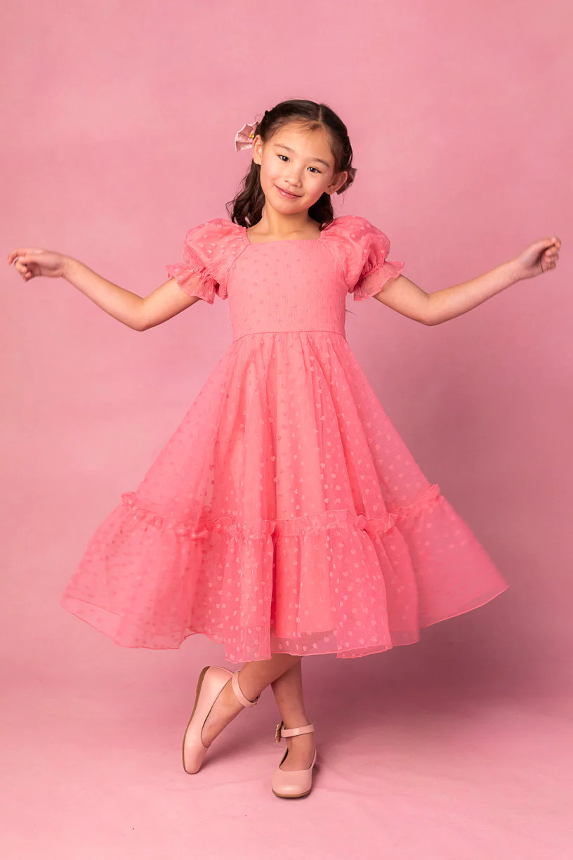 Mini Wonderland Dress in Pink Hearts | Ivy City Co