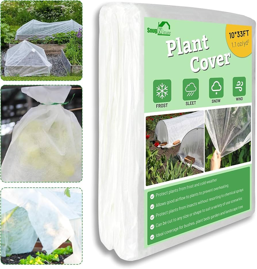 SnugNiture Plant Covers Freeze Protection, 10ft x 33ft 1.1oz/yd² Frost Cloth for Outdoor Plants,... | Amazon (US)