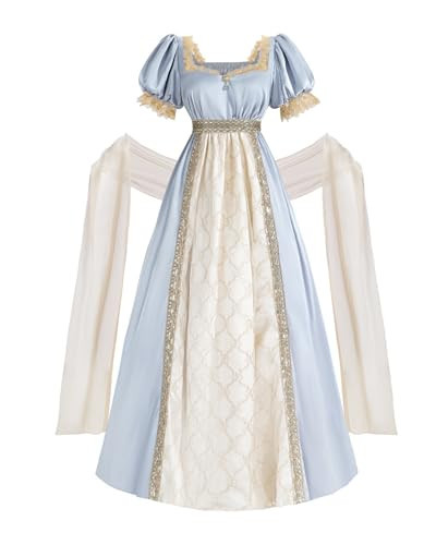 CR ROLECOS Regency Dresses for Women Tea Party Dress Empire Waist Victorian Gown with Shawl S | Amazon (US)