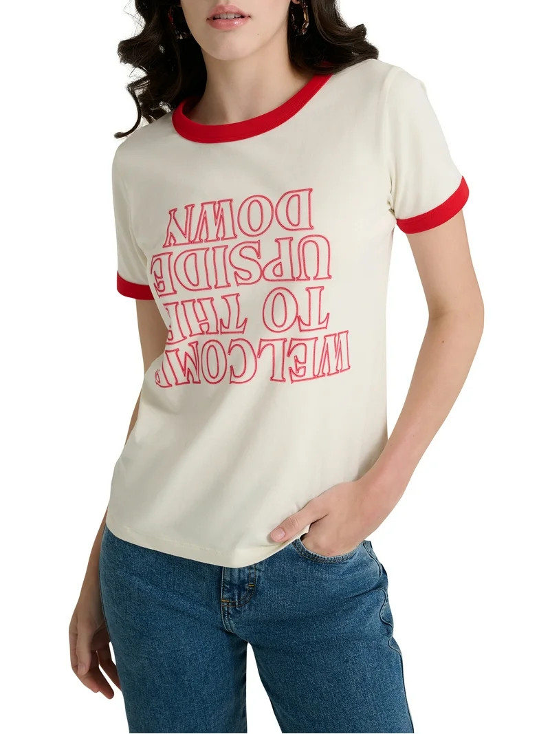 Wrangler® x Stranger Things Welcome to the Upside Down Ringer Tee | Walmart (US)