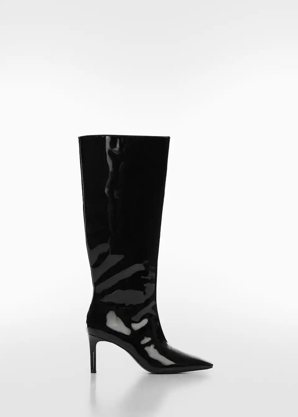 Patent leather-effect heeled boots -  Women | Mango USA | MANGO (US)