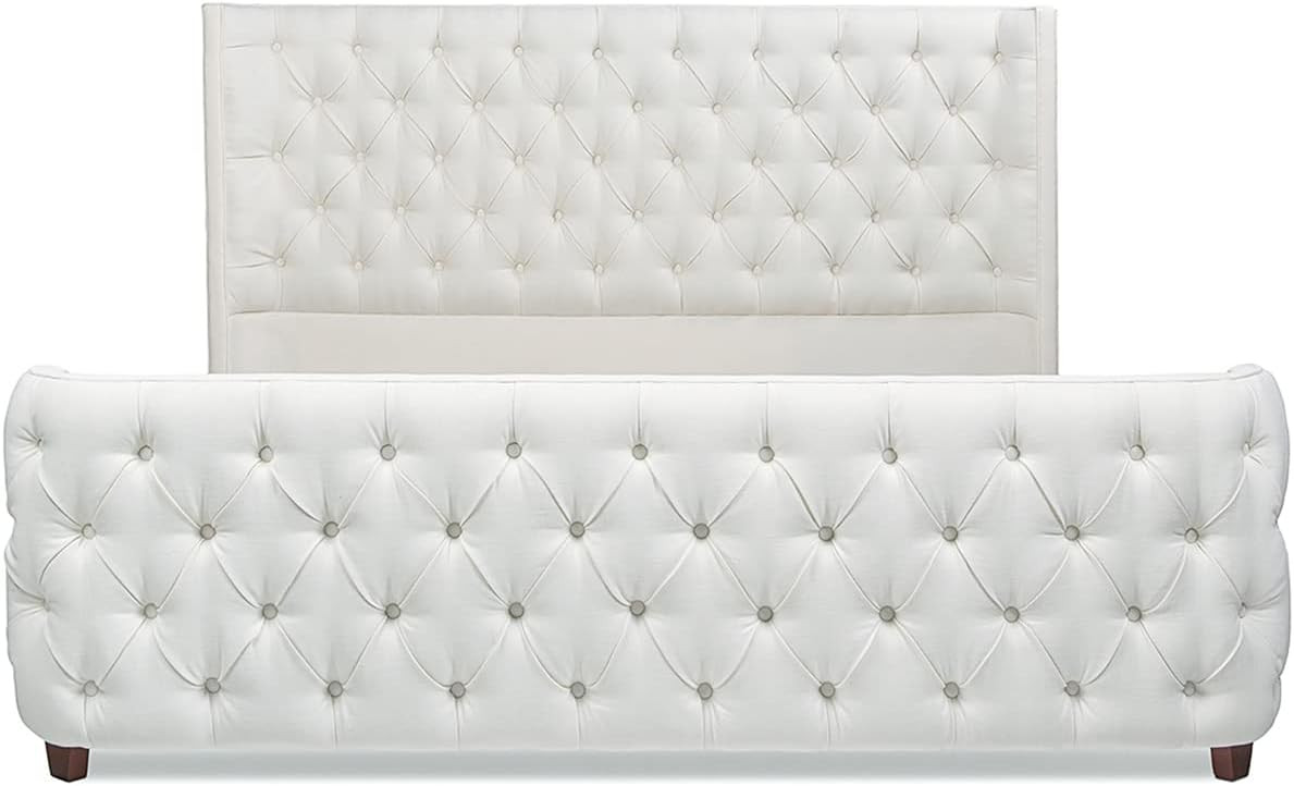 Jennifer Taylor Home Harmonie King Tufted Panel Bed Headboard and Footboard Set, Antique White Po... | Amazon (US)