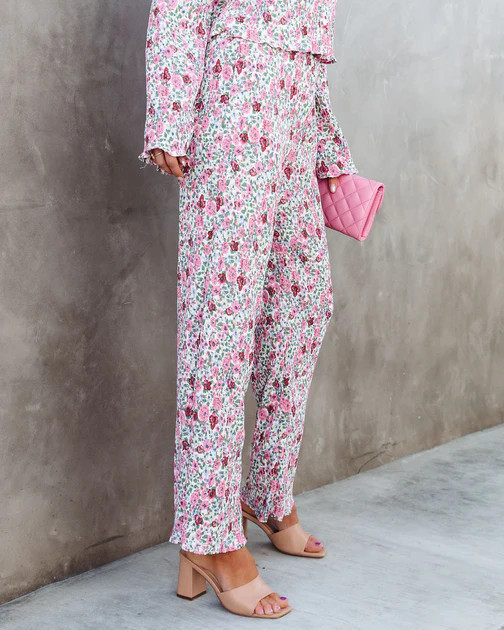 Rosaline Floral Plisse Wide Leg Pants - LAST CHANCE | VICI