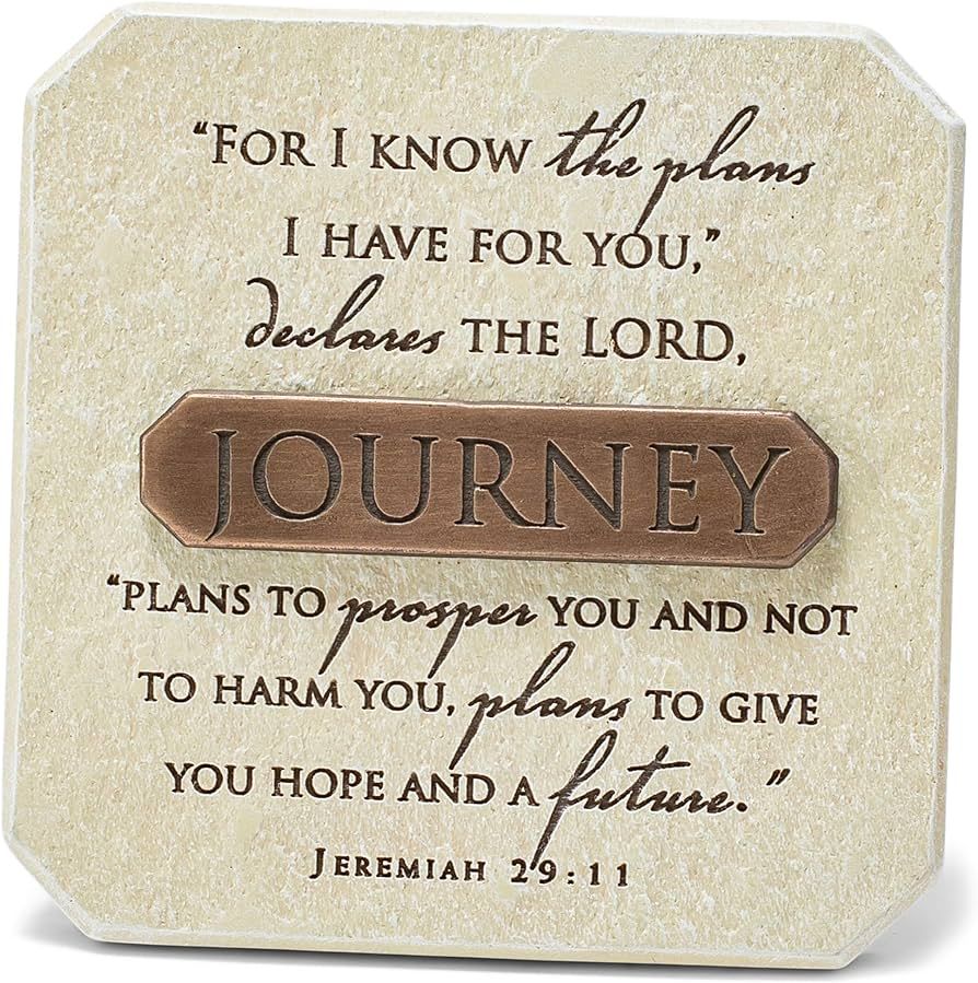 Lighthouse Christian Products Plans for Your Journey Sandstone 3.75 x 3.75 Cast Stone Bronze Titl... | Amazon (US)