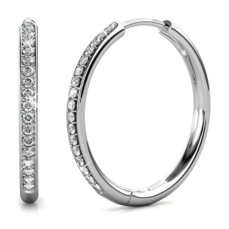 Cate & Chloe Bianca 18k White Gold Plated Silver Hoop Earrings with Swarovski Crystals | Women's ... | Walmart (US)