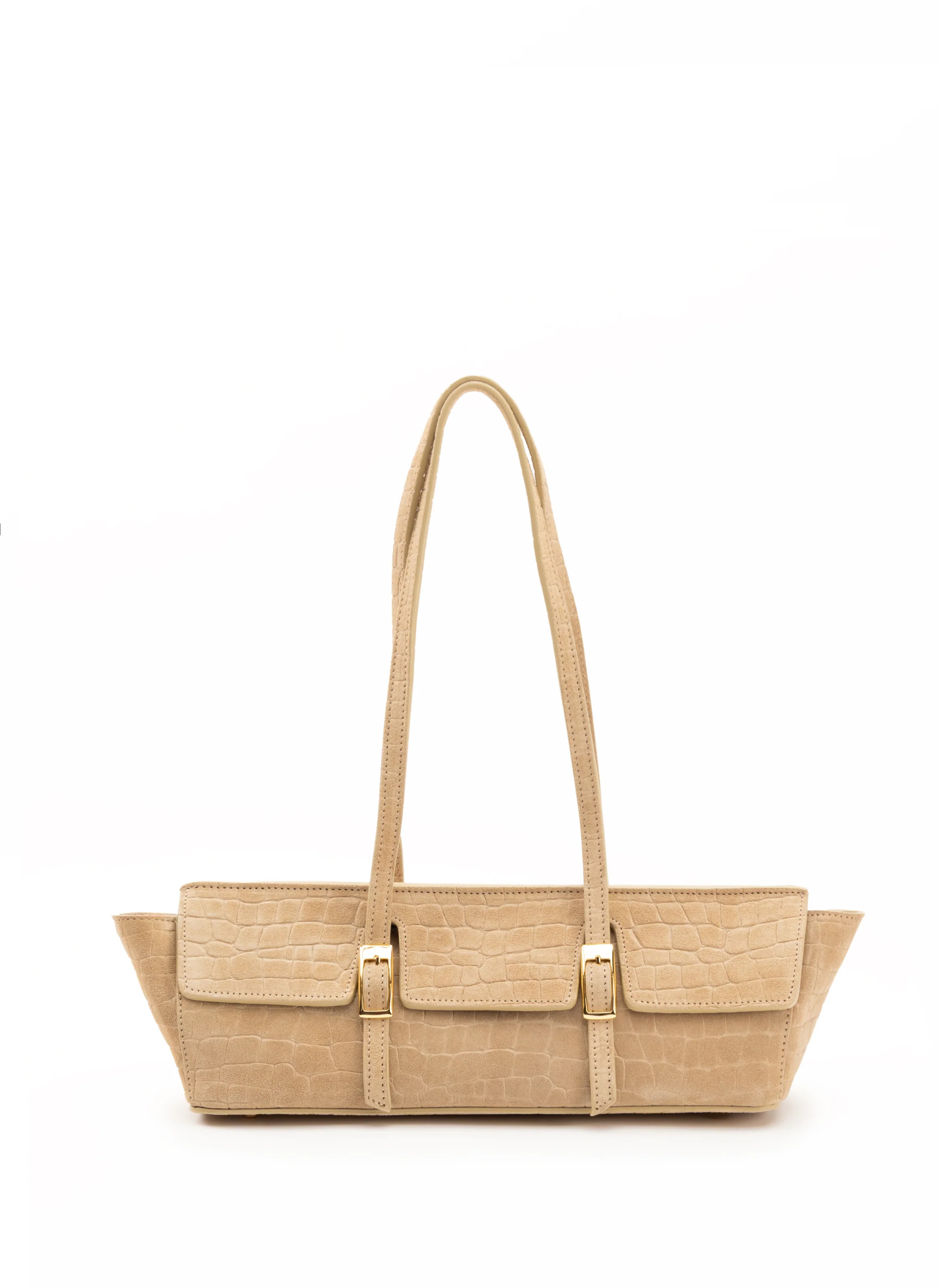 Le Bateau Croco Suede Beige - French Bags for Women - Elleme | Elleme