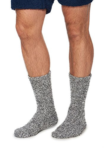 Barefoot Dreams CozyChic Heathered Men's Socks (SLATE BLUE/WHITE) | Amazon (US)
