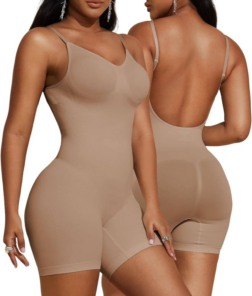 PAUKEE Women's Backless Shapewear Bodysuit Tummy control Shorts Seamless Body Shaper Sleeveless J... | Amazon (US)