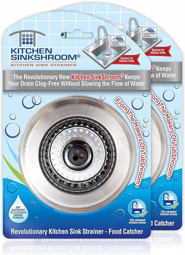 SinkShroom Revolutionary Clog-Free Sink Strainer Basket, 2-Pack, Stainless Steel, 2 Pack | Amazon (US)