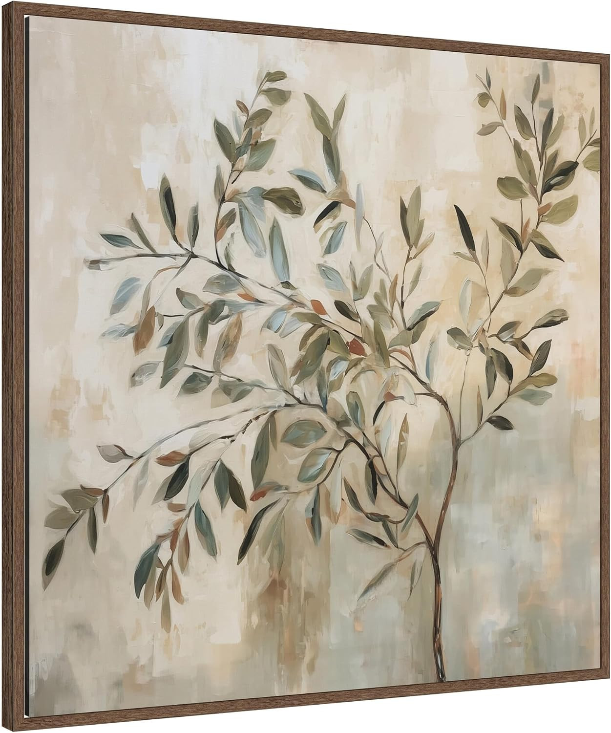 Kate and Laurel Framed Canvas Wall Art Print Olive Tree Abstract Square by The Creative Bunch Studio, 30 x 30 Sylvie Walnut Frame, Modern Contemporary, Nature Art for Wall Decor | Amazon (US)