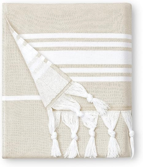 Laguna Beach Textile Co. Soft Turkish Fouta Beach Towel - Dune Tan, 400 GSM | Amazon (US)