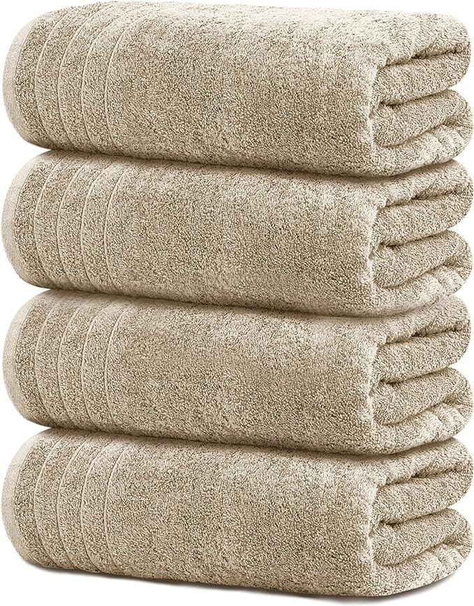 Tens Towels Pack of 4 Extra Large Bath Towels 30 x 60 Inches, 100% Cotton, Larger & Lighter Weigh... | Amazon (US)