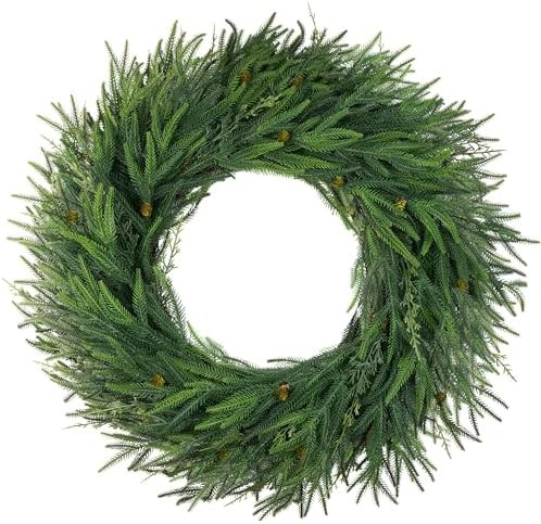 30" Norfolk Pine Wreaths for Front Door,Christmas Cedar Wreath Greenery aound Year, DIY Large Art... | Amazon (US)