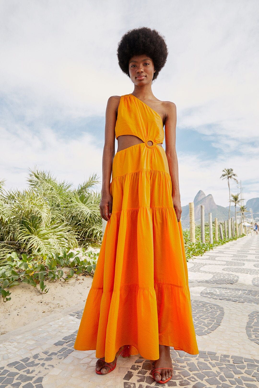 Orange Asymmetrical Maxi Dress | FarmRio
