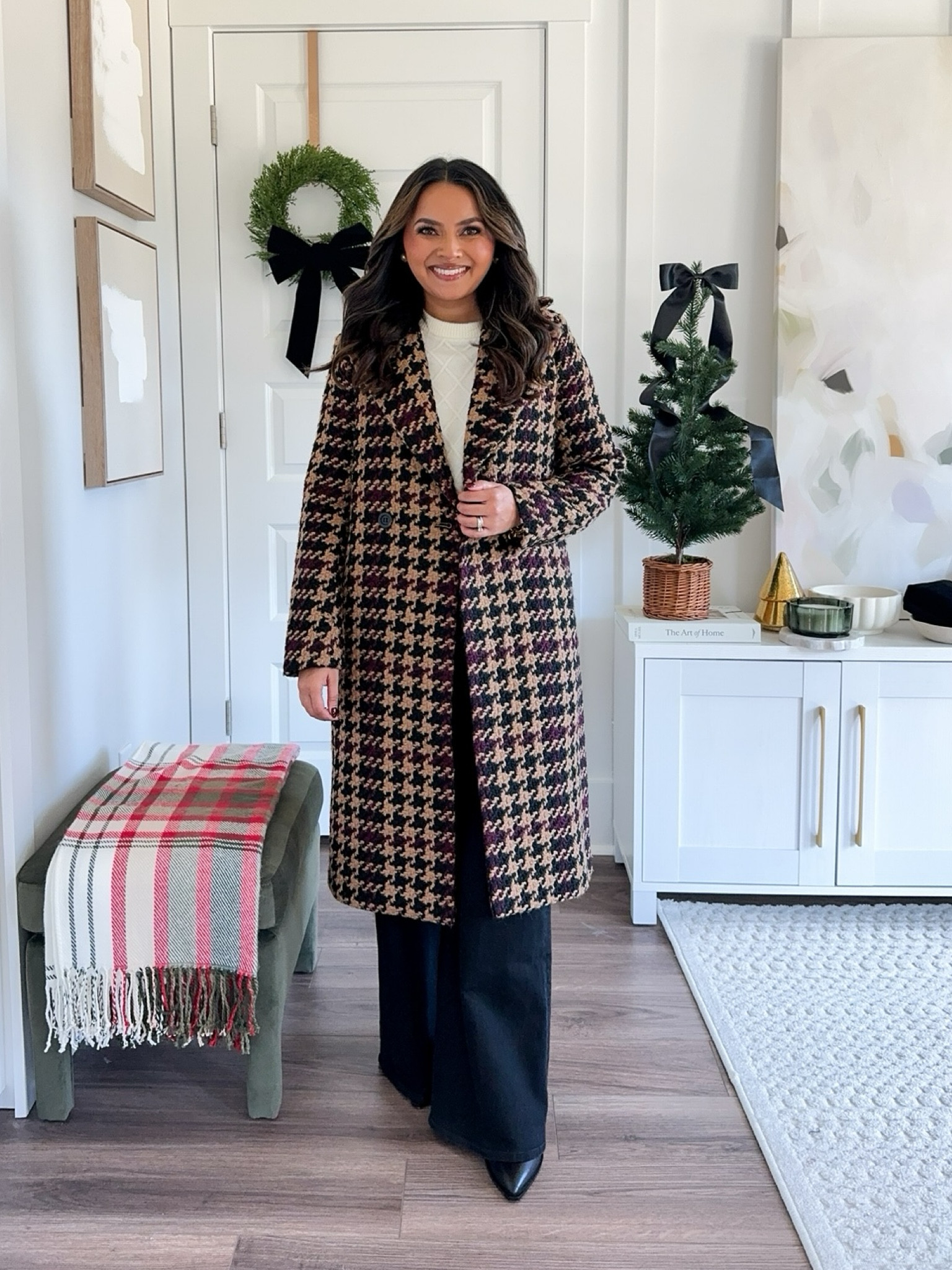 Pattern Coat size xxs petite TTS
White cable sweater size XS TTS
Belt size xs TTS
Black wide leg flare jeans size 26 petite TTS
Black booties Size 6- usually size 5.5 but these start in size 6 and fit perfectly 

Fall outfit 
Cyber week 
Black Friday 
Holiday sale 
Abercrombie 
JCREW 
Holiday outfit 
Christmas outfit 
Winter style 

Honey Sweet Petite 

#LTKHoliday #LTKCyberWeek #LTKStyleTip