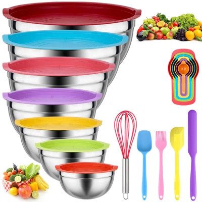 Mixing Bowls With Lids For Kitchen - 26 PCS Stainless Steel Nesting Colorful Mixing Bowls Set For Baking,Mixing,Serving & Prepping,Size 5, 3.7, 2.8, 2 | Wayfair North America