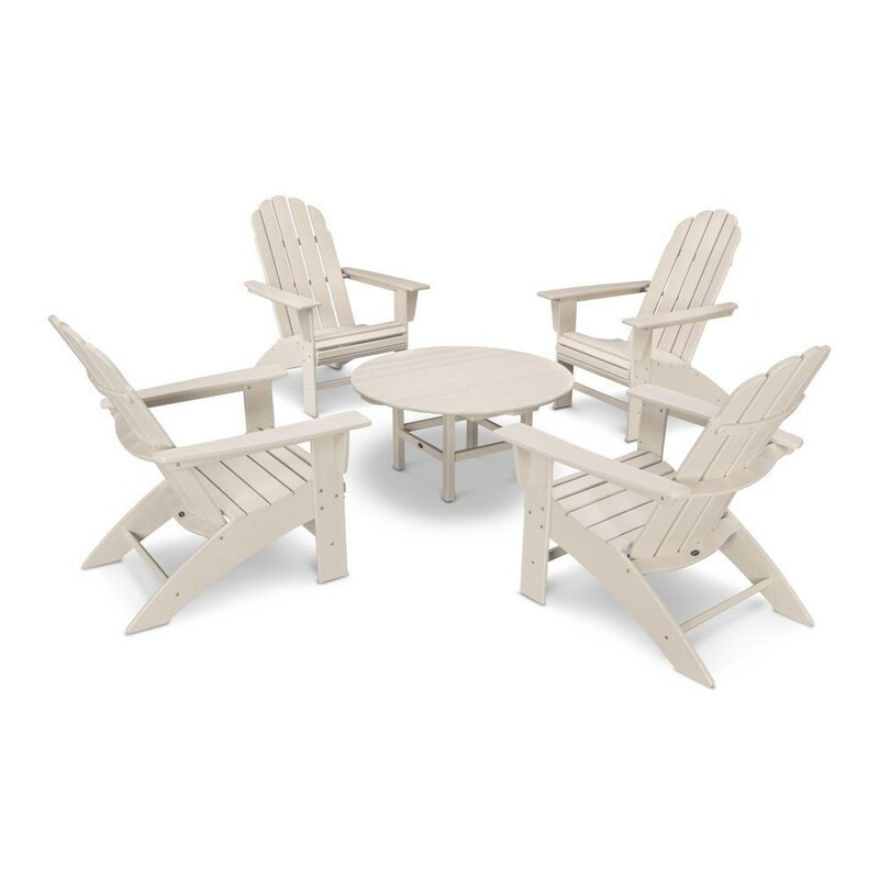 POLYWOOD Vineyard 5 Pc Recycled Plastic Oversized Adirondack Seating Set in Sand by - PWS400-1-SA | BBQ Guys