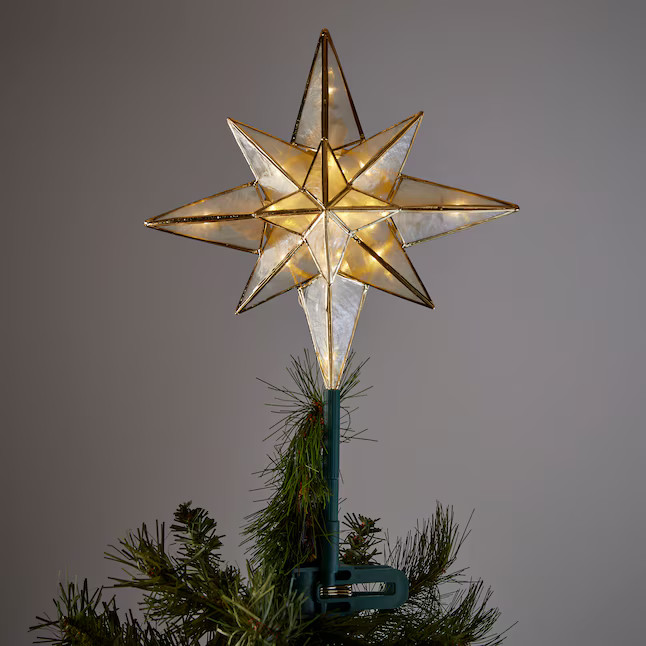 GE 10-in Star Off-white/gold White Christmas Tree Topper | Lowe's