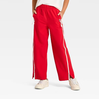 Girls' Piped Bow Track Pants - All In Motion™ Red XL | Target