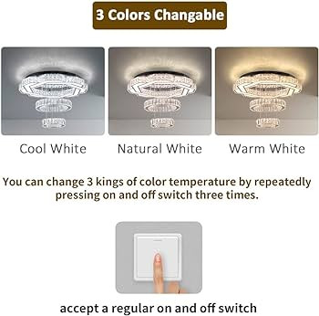 Finktonglan 22.5'' Crystal Chandeliers for Living Room Modern LED Chandelier Flush Mount Ceiling ... | Amazon (US)