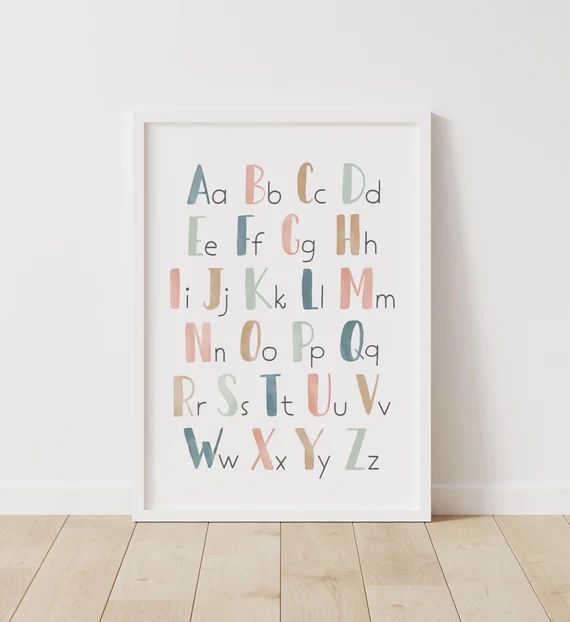 Pastel Alphabet Poster, ABC Print, PRINTABLE Wall Art, Educational Wall Art, Kids Room Decor, Nur... | Etsy (US)