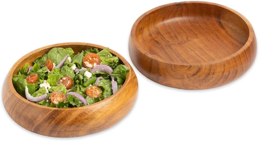 LAVAUX DESIGNS Acacia wooden salad bowls set of 2, large individual bowls 8 x 2 inches (25 oz) wi... | Amazon (US)