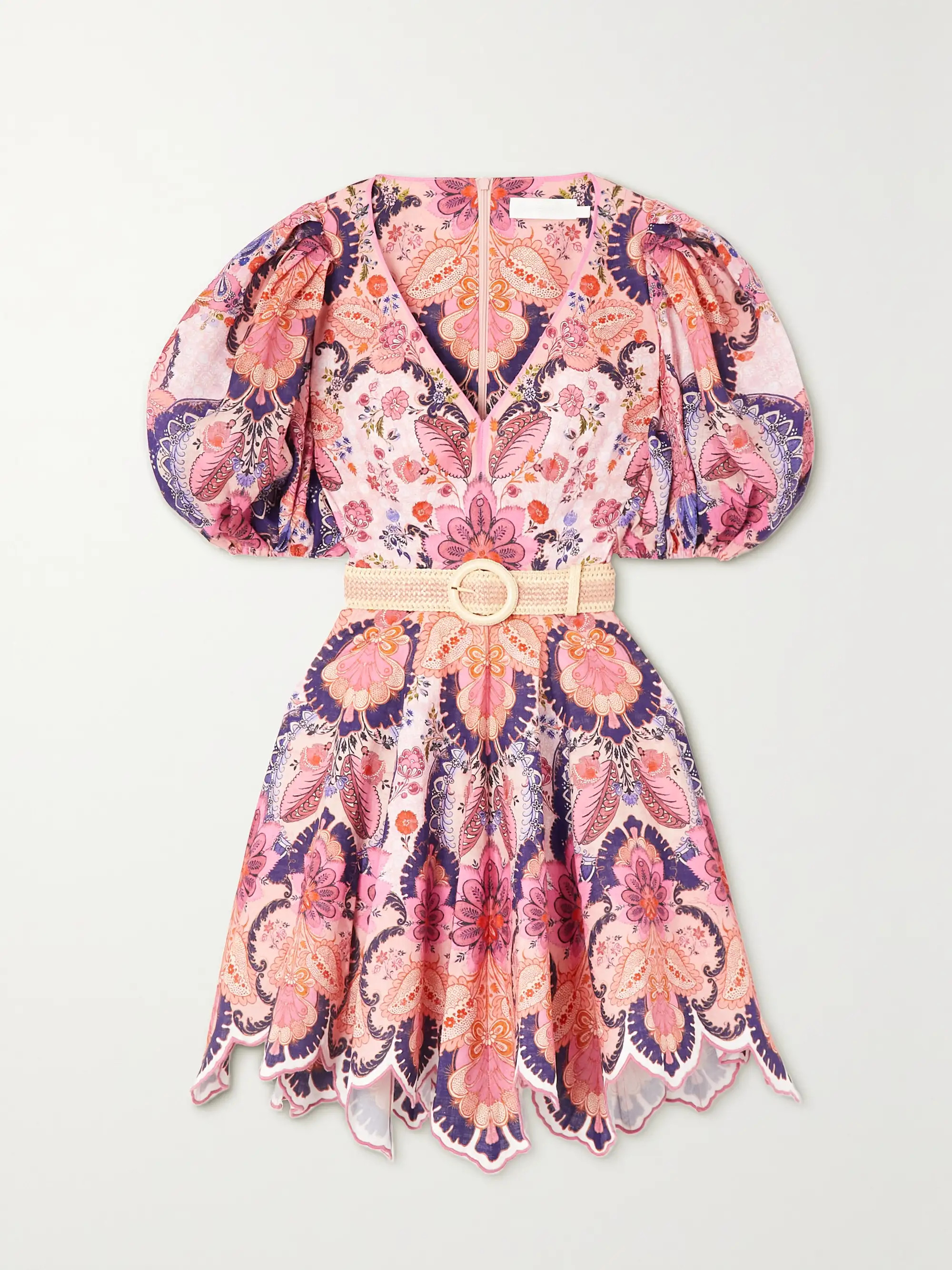 Laurel belted printed linen mini dress | NET-A-PORTER (US)