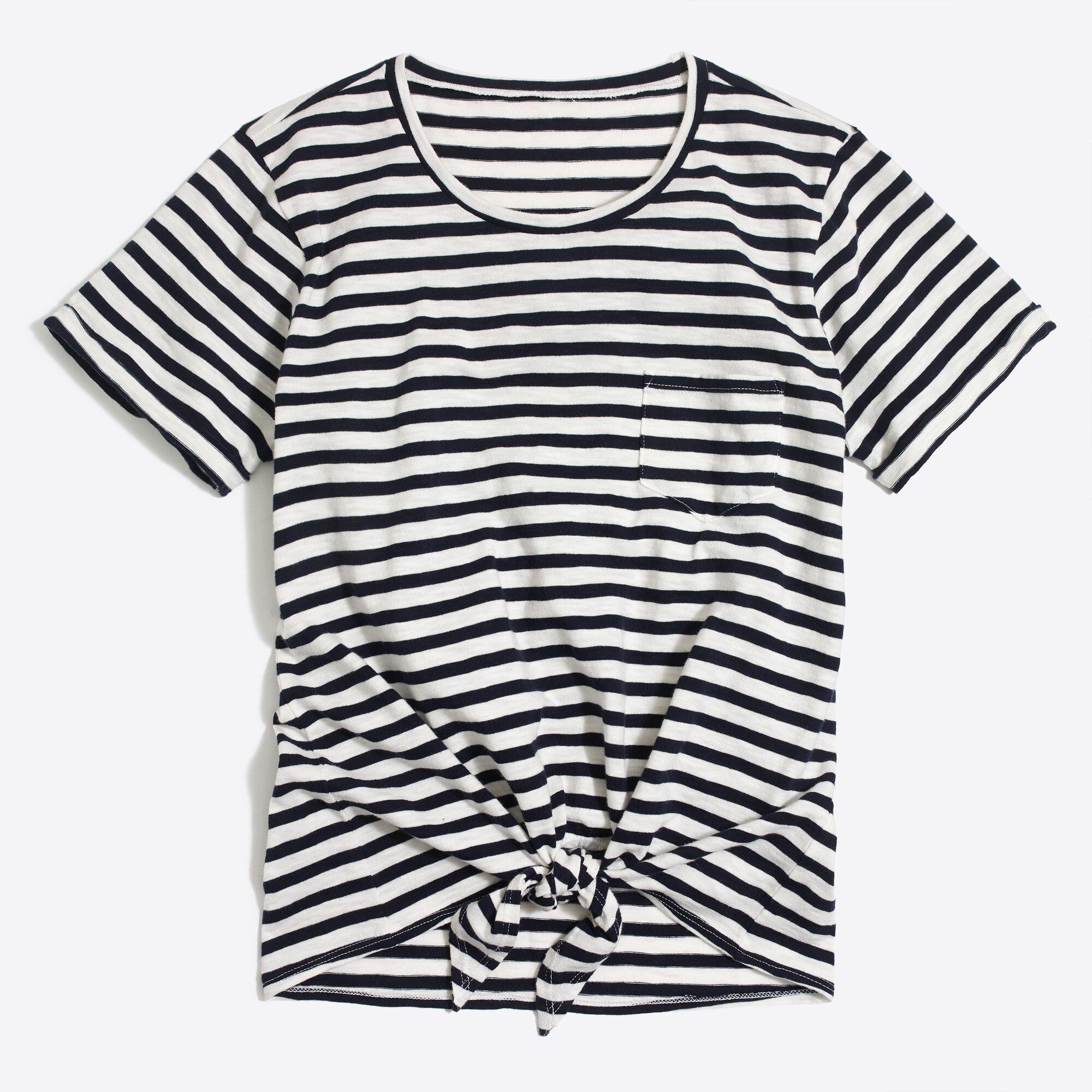 Striped tie-waist pocket T-shirt | J.Crew Factory