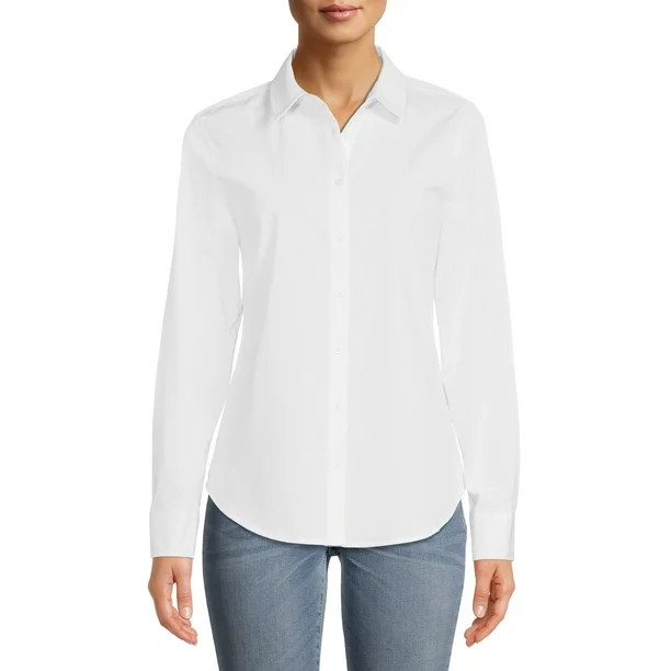 Time and Tru Women's Button Front Shirt - Walmart.com | Walmart (US)