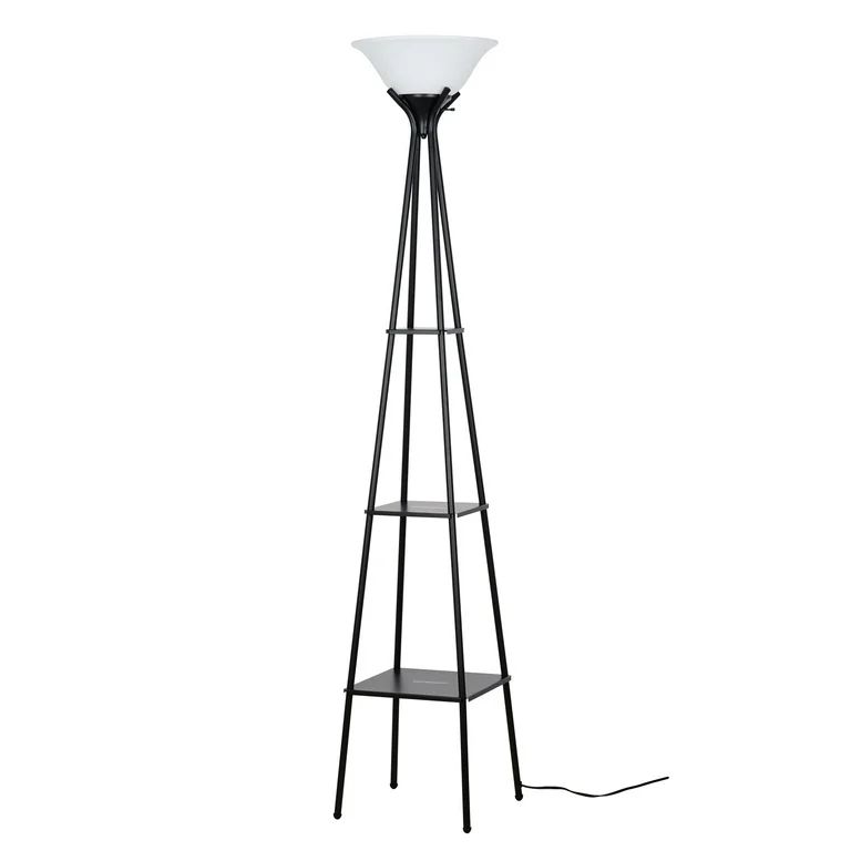 Mainstays 69" Metal Etagere Floor Lamp, Charcoal Finish | Walmart (US)