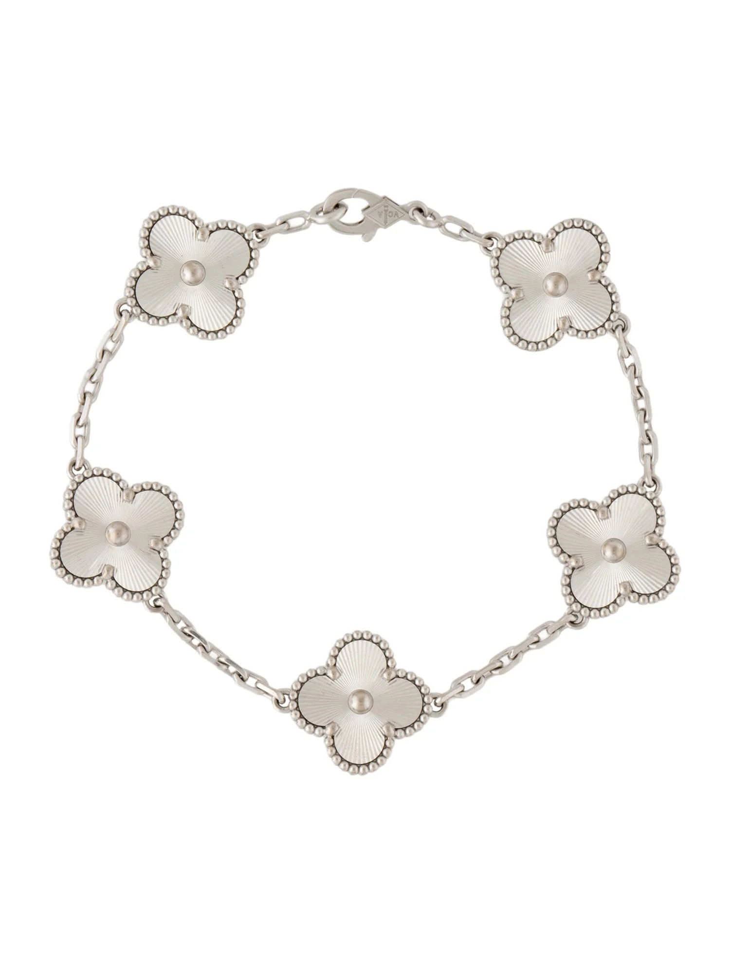 Van Cleef & Arpels Guilloché Vintage Alhambra Bracelet, 5 Motifs - Station, Bracelets - VAC41921... | The RealReal