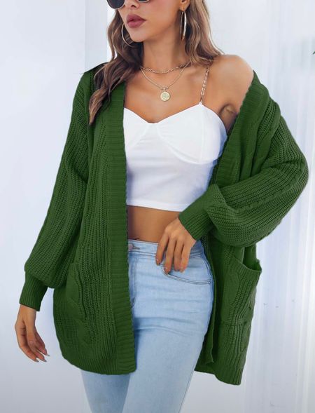 Cute outfit for winter! Green warm cardigan, with white and underneath paired with jeans for the cutest end product :) 

#LTKcurves #LTKbeauty #LTKSeasonal