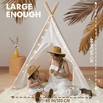 Teepee Tent for Kids with Light & Padded Mat & Carry bag -Tiny Land Outdoor Kids Teepee Tent, Was... | Amazon (US)