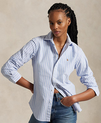 Polo Ralph Lauren Women's Slim-Fit Striped Oxford Shirt - Macy's | Macy's