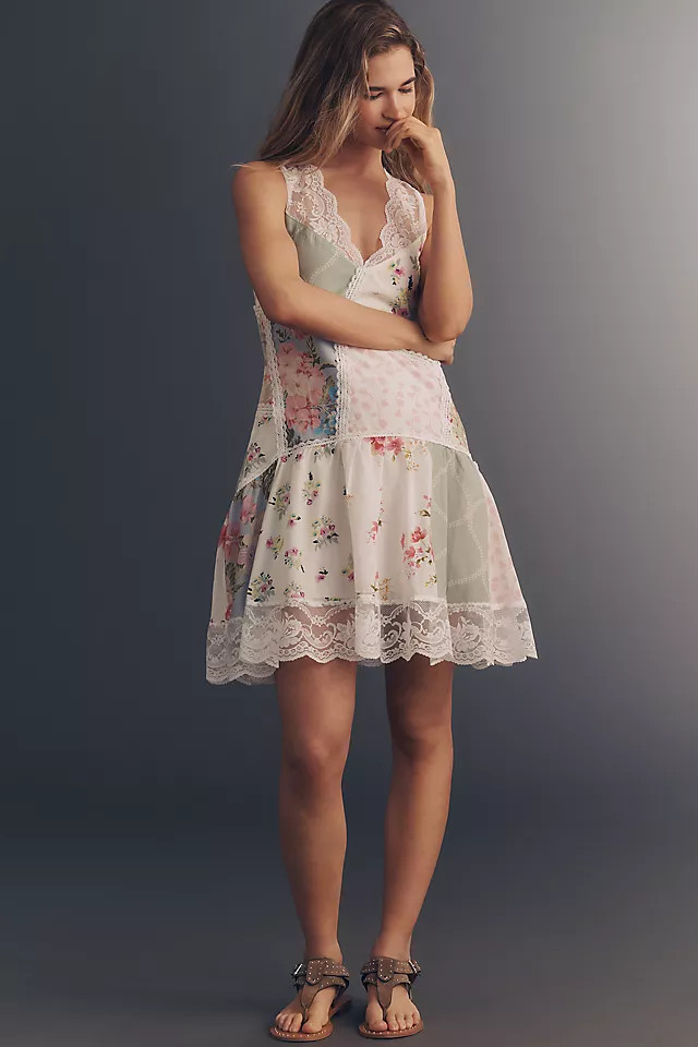 Drop-Waist Lace-Trim Mini Dress | Anthropologie (US)