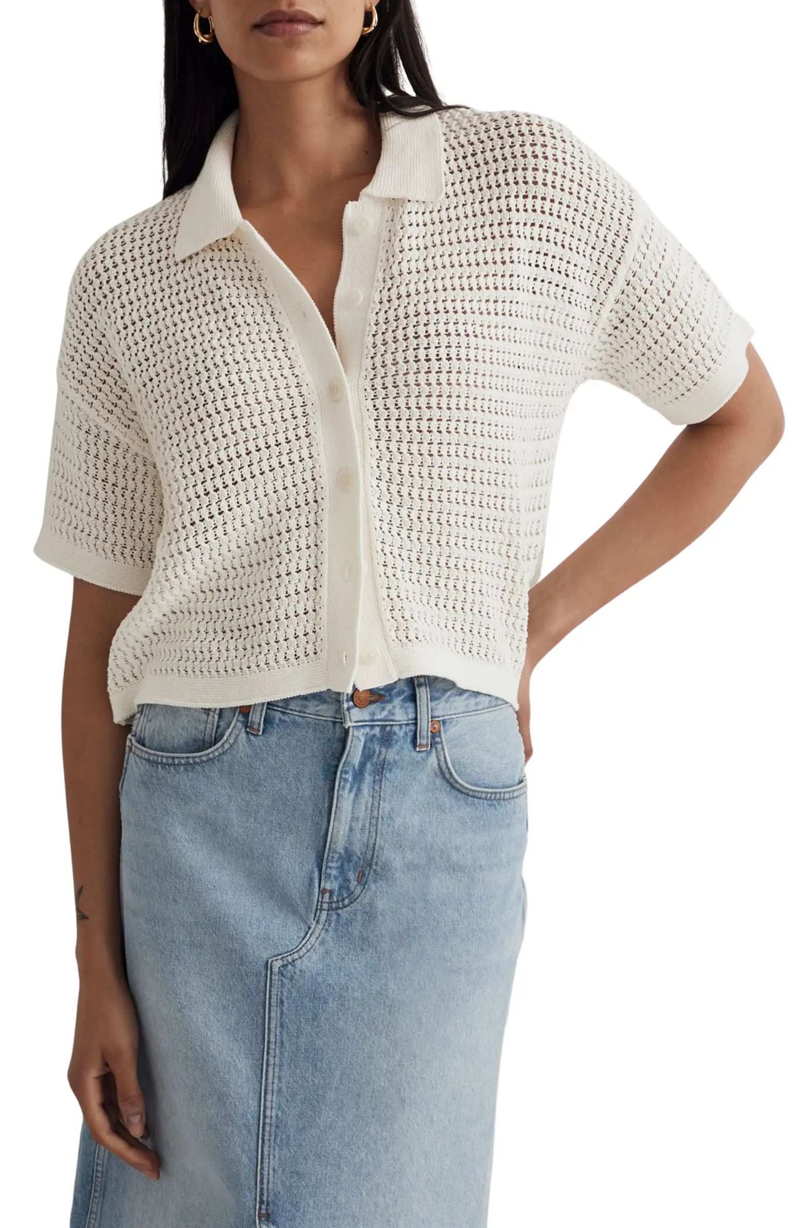 Crochet Button-Up Sweater Top | Nordstrom