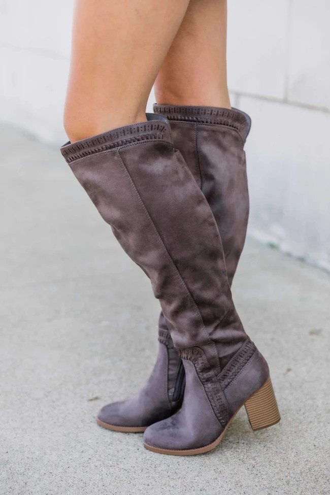 The Verona Dark Taupe Knee High Boots | The Pink Lily Boutique