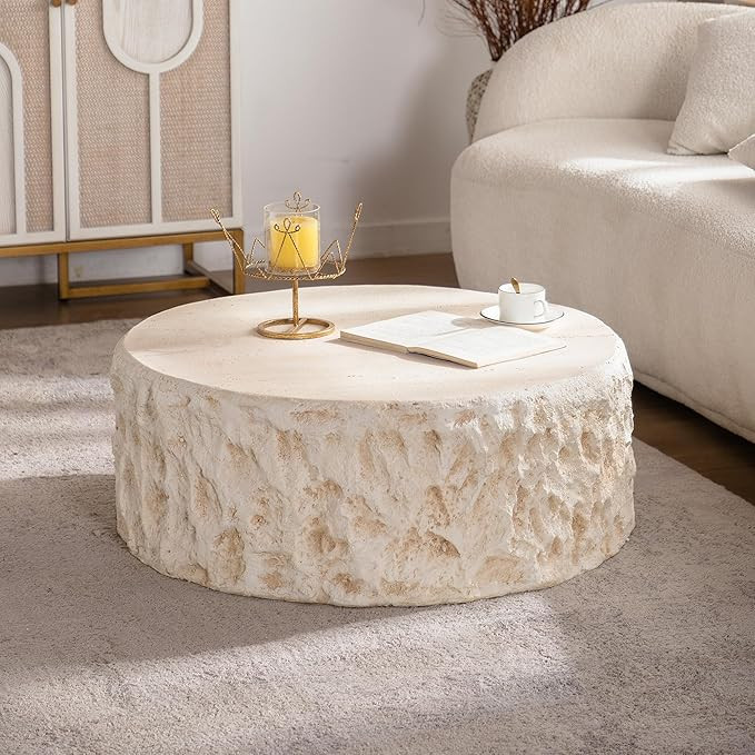 GDFStudio Modern Lightweight Concrete Coffee Table, Indoor Outdoor Round Accent Table, Mid Centur... | Amazon (US)
