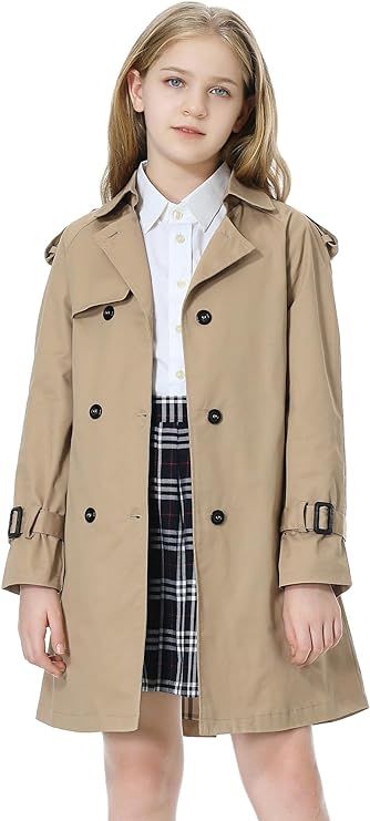 Betusline Little Girls Single Breasted Trench Coat Dress Outerwear, 2-12 Years | Amazon (US)